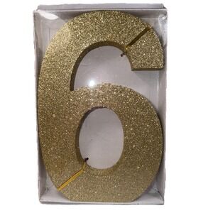 NEW 9 Inch Gold Glitter Number 6 Table Centerpiece Gold Birthday Party Decor